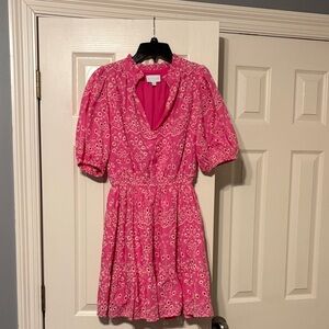 Sugarlips Hot Pink Embroidered Eyelet Dress